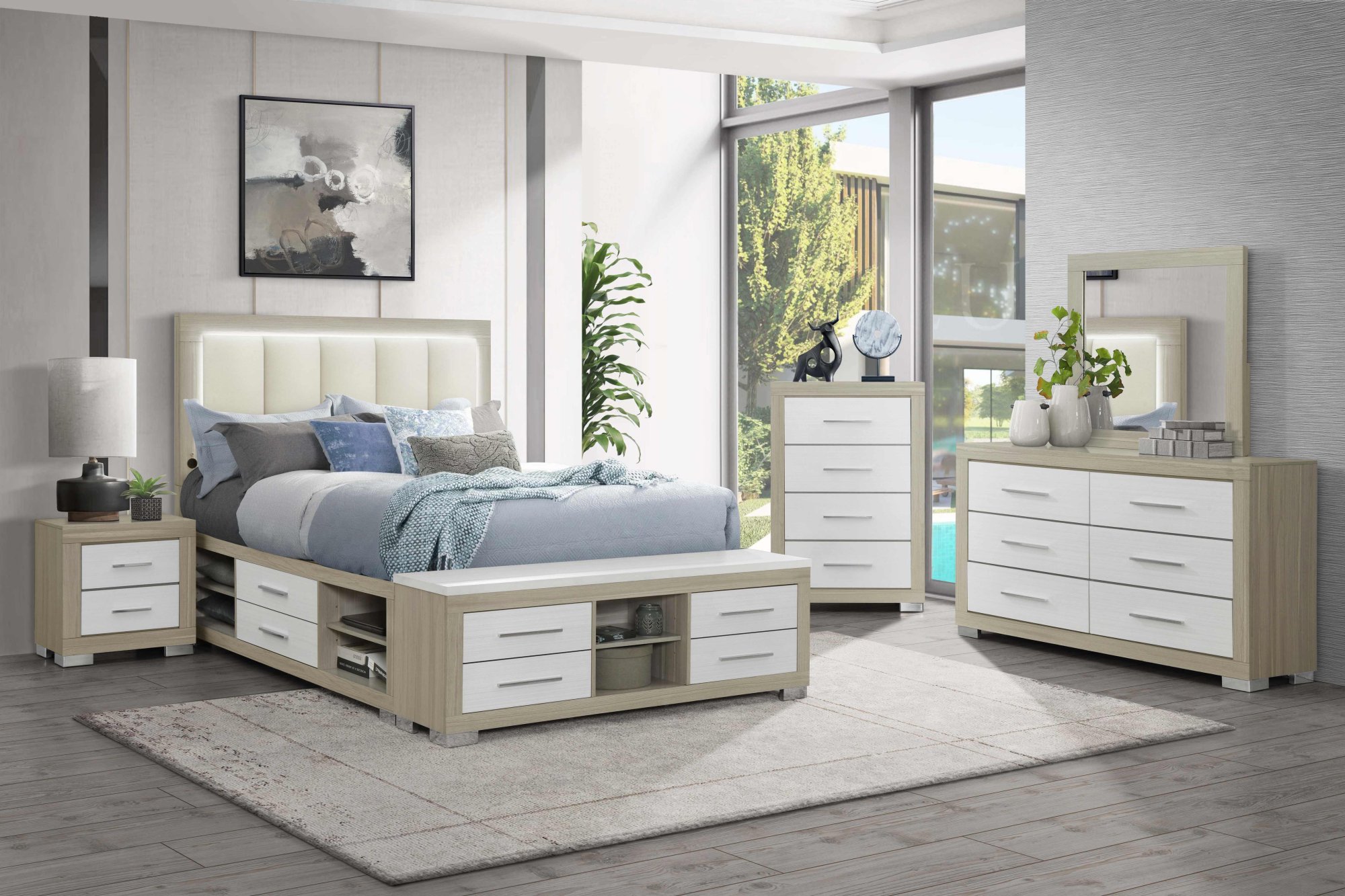 Emma Natural-White Bedroom Set