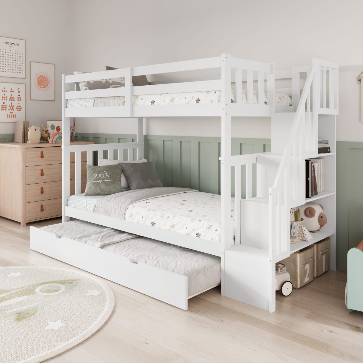 FH-2594 Single over Double Staircase Bunk Bed