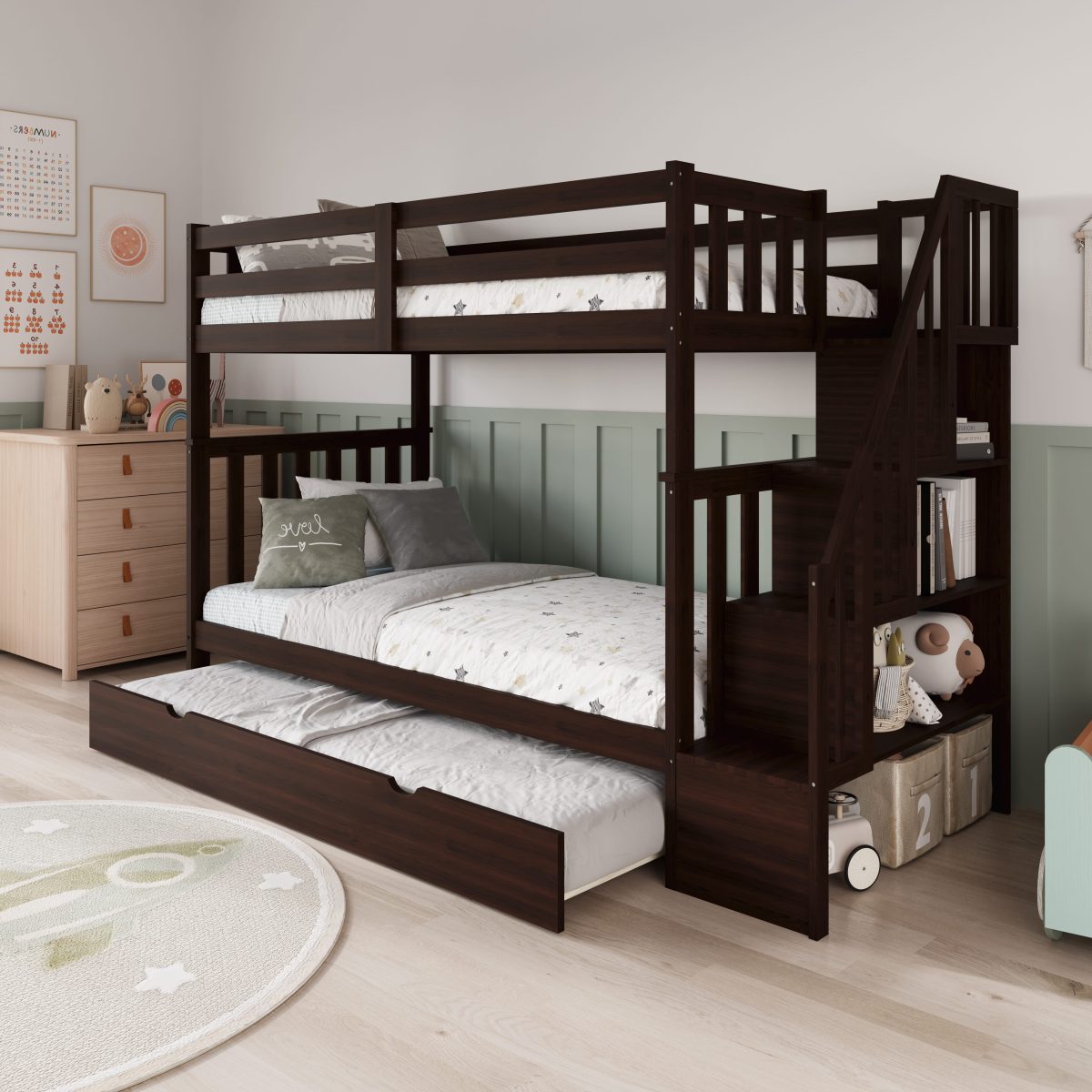 FH-2594 Single over Double Staircase Bunk Bed view 3