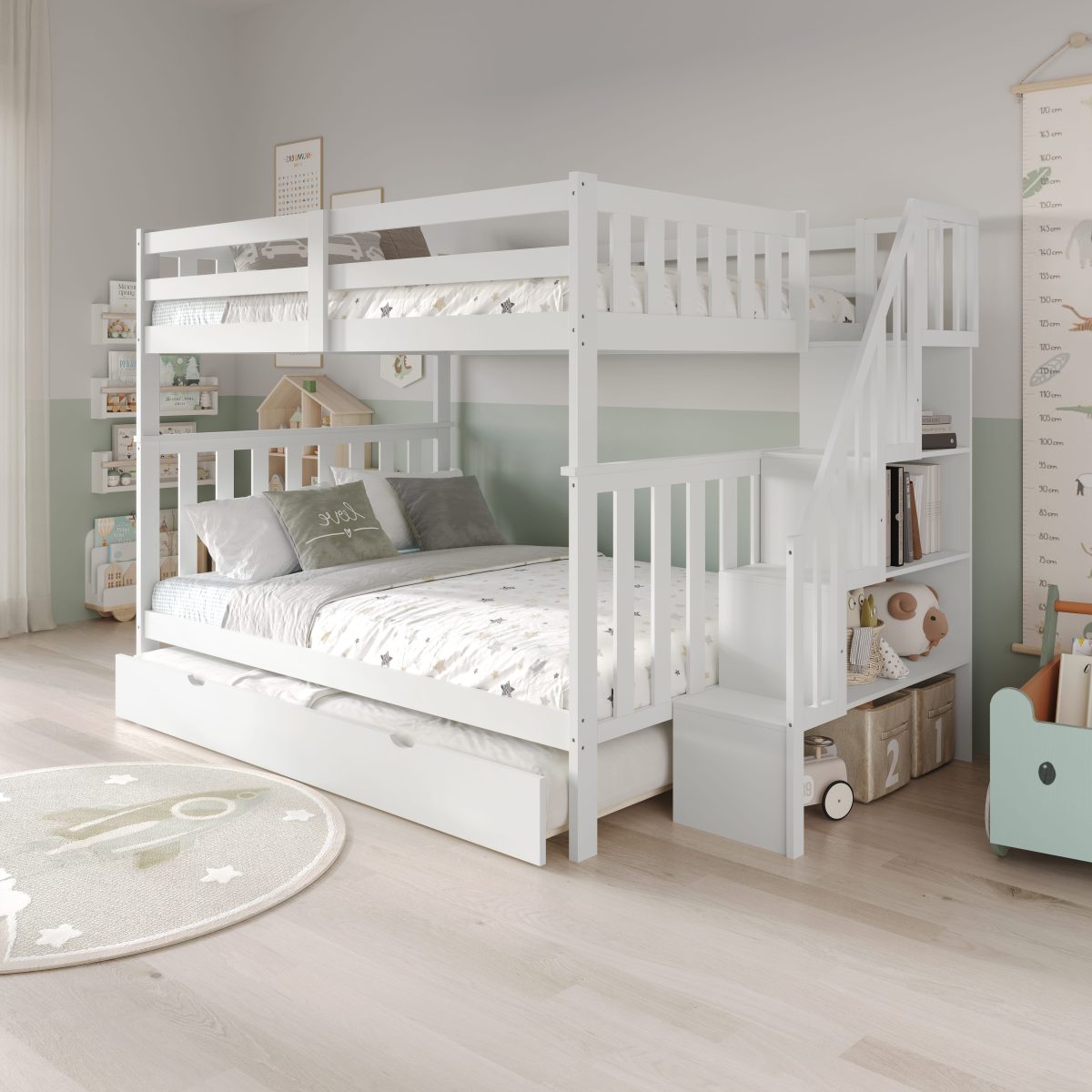 FH-2595 Double over Double Staircase Bunk Bed view 3